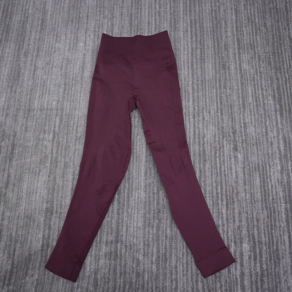 Lululemon Ebb to Street Tight 21 Burgundy Plum Seamless Mesh Leggings Womens 2